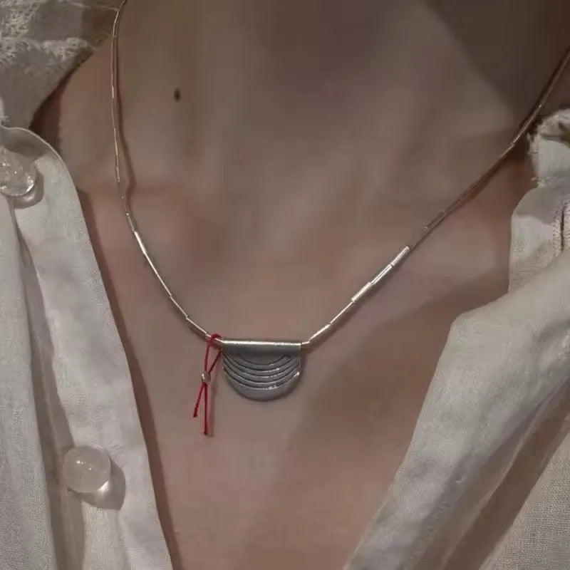 VENTFILLE 925 Sterling Silver Bead Geometry Necklace for Women Girl Korean Design Versatile Choker - Visuel 18 | SAMAG