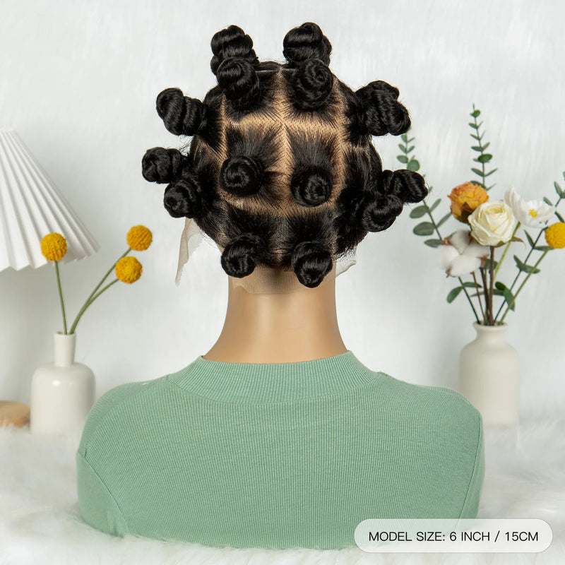 Full Lace Handmade Bantu Braided Wigs Synthetic Lace Frontal Short Cute Bantu Braided Lace Wig With Baby Hair for Black Women