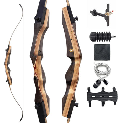 62" Wooden Takedown Recurve Bow Set 25 - 50 Lbs Right Hand | SAMAG