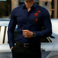 Men's Long-Sleeved Shirt, Featuring a Vintage Red Rose | SAMAG