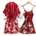 Sexy Nightwear Gown Set Women Pyjama V-Neck Pajamas Silky | SAMAG