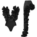 Sexy White 3D Ruffle Flower One Piece And Skirt Set | SAMAG
