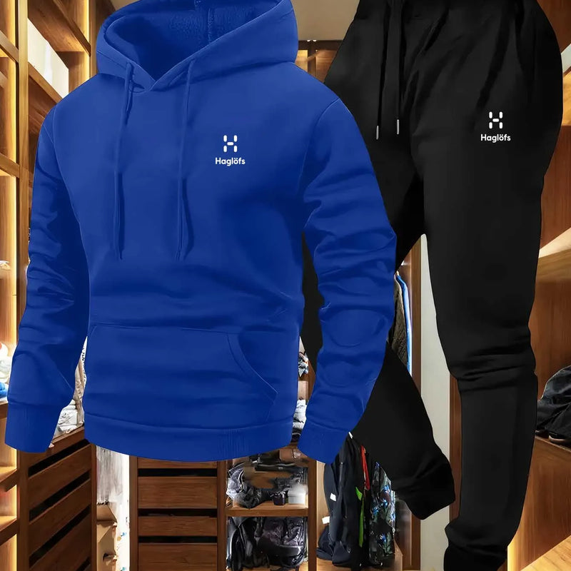 Soft Comfortable Fabric Men's Autumn Winter Casual Two - Piece Hoodie Sweatshirt Long Pants Suit with - View 3 | SAMAG