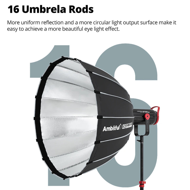AMBITFUL Q9 Series 60/90/120cm Quick-Release Parabolic Softbox Deep Mouth Octagonal Softbox Standard Bowens Mount