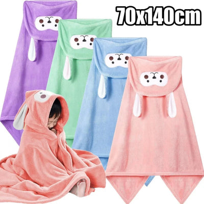 70x140CM Baby Bath Towel Coral Fleece Hooded Absorbent | SAMAG