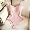 Sleeveless Knit Bodysuit Hot Summer Sexy Bodycon Off Shoulder Halter Tops Casual Street Bodice For Women ClubWear
