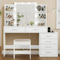 Large Vanity Desk with LED Mirror & Power Outlet 7 Drawers 4 Shelves 5 Hooks Bedroom Bathroom White, Customized