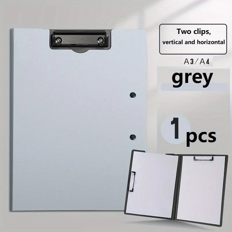 1pcs A4 Profile Clipboard Double Clip Clip Board 100 Sheets Office Documents Organizer Writing Pad Paper Storage A4 File Folders