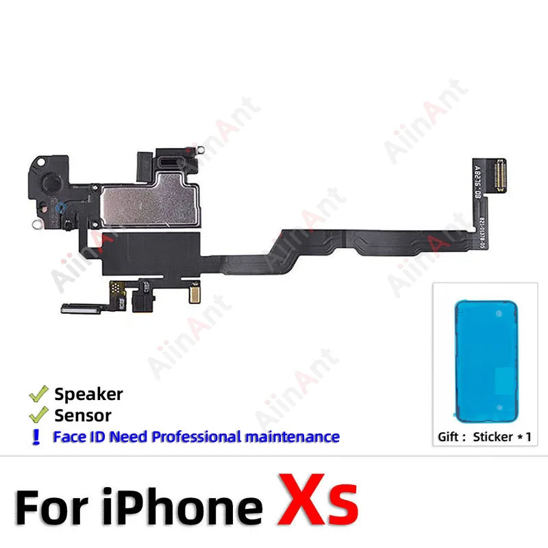 Waterproof Sticker + Flex For iPhone 11 Pro X Xr Xs Max 7 8 Plus Phone Top Proximity Sensor Ear Earpiece Speaker Flex Cable