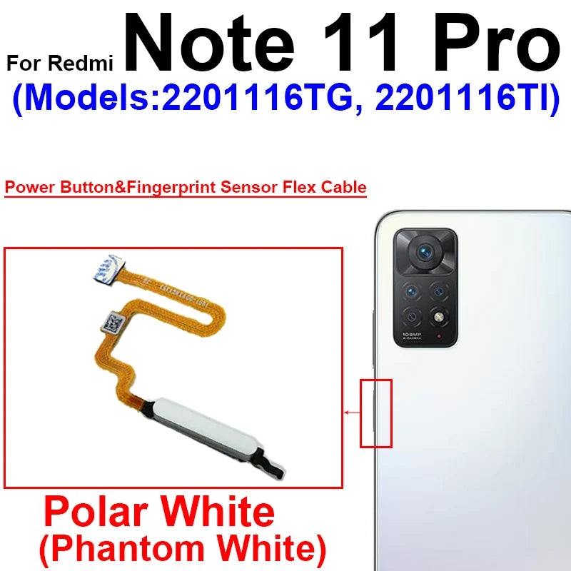 Fingerprint Sensor Flex Cable For Xiaomi Redmi Note 11 11 Pro 11Pro Plus 4G 5G Fingerprint Sensor Power Button Flex Ribbon Parts