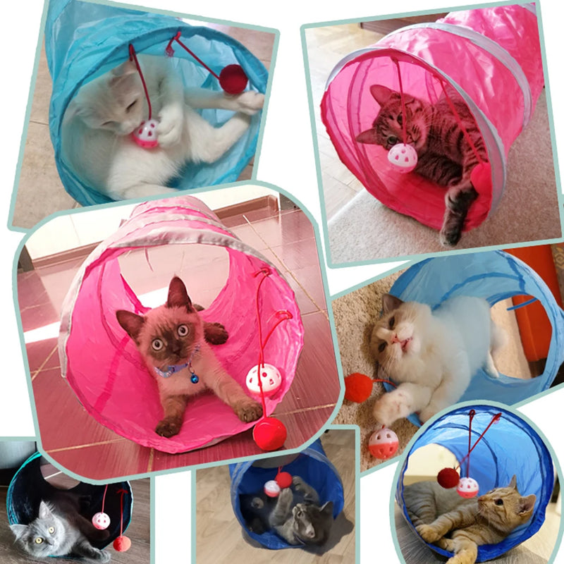 Cat Tunnel Toy Foldable Polyester Cloth Rolling Tent for Kitten Cat Tunnel Puppy Cat Toy Play Tunnel for Small Medium Large Cats