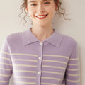 WinvyNee Women's Clothing Cashmere Wool O Neck Striped - View 3 | SAMAG
