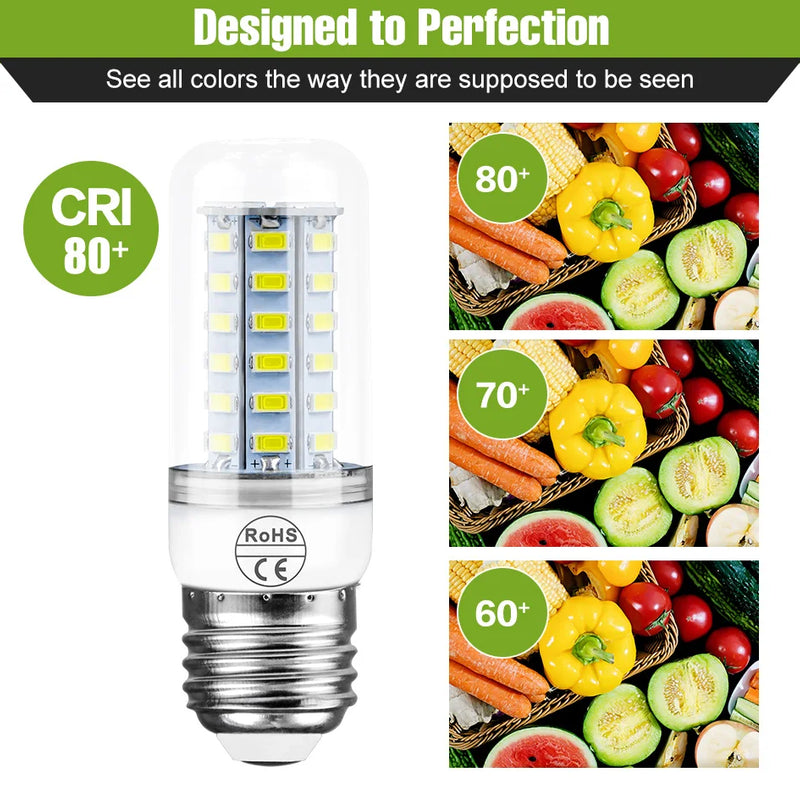 E27 LED Corn Bulb E14 Lamp GU10 Spotlight G9 Ceiling Chandeliers 220V Indoor Home Bedroom Living Room B22 Lights Cool/Warm White