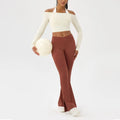 Long Sleeve Yoga T-Shirt for Women, Off Shoulder, Sexy Tight Gym Workout Top, Naked Feeling, Quick Dry Sports Activewear