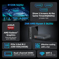 Texhoo MINI PC AMD Ryzen5 5625U 7530U R7-5800H DDR4 16G 2666MHz 512G SSD Pcle3.0 WIFI6 BT5.2 4.3GHz Desktop Computer Office PC