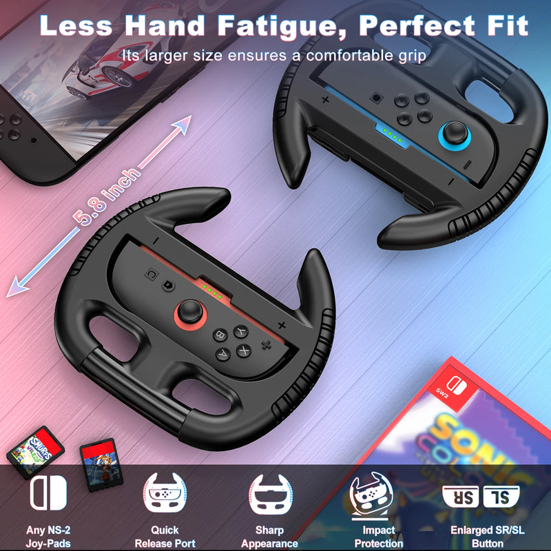 BEBONCOOL 2PCS M400 NEW Racing Steering Wheel for Switch 2 Controller Accessories Handle Grips for Switch 2 Game Accessories