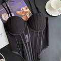 SINGREINY Fashion Solid Corset Lingerie Top Ladies Strap Sheer Mesh Slim Camisole American Retro Backless Beach Sexy Tank Top