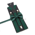 Fashion Men Kids Turquoise Green Suspender Bowtie Sets Elastic Solid Color Y - back Straps Butterfly - Visuel 16 | SAMAG