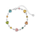 JOVO LOVE Colorful Lover Album Heart Crystal Bracelet for Women Stainless Steel Exquisite Metal Chain Bangles Popularity Jewelry