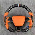 Customized Black Carbon Fiber Orange Leather Steering Wheel for 2015 2016 2017 2018 Ford Focus  car accessories