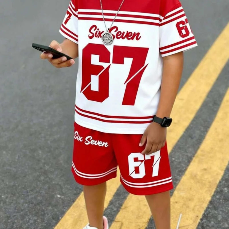 Boys' Outfit Number 67 Mosaic Print T - Shirt Shorts Suit - View 8 | SAMAG