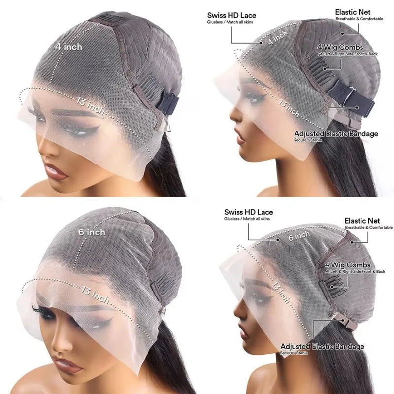220% Density Chocolate Brown Body Wave Lace Front Human Hair Wig 13x4 13x6 HD Transparent Lace Frontal #4 Colored Wigs For Women