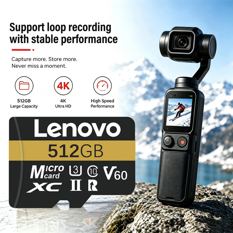 High Speed Lenovo SD Memory Card 128GB 256GB 512GB 64GB Micro SD Cards  Class 10 U3 V60 TF Card For Nintendo Switch Drone Camera