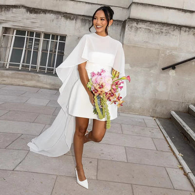 OLOEY Customized Off White Short Wedding Dress | SAMAG