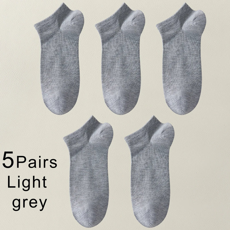 5 Pairs Spring Summer Thin Men's Bamboo Fiber Socks Short | SAMAG