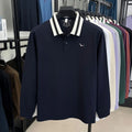 Men's 100% Cotton Original Design Printed Long Sleeved Polo Shirt Spring Autumn Simple Fashion Business Lapel T-shirt Men's Wear