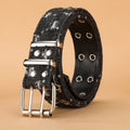 New Fashion Luxury Belt Black Punk Accessories Blue Denim Girdle HipHop Y2k Star Hollowed Pin Buckle Waistband，For Men Women