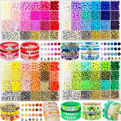 2220pcs Clay Beads Bracelet Making Kit 24 Colors Flat Preppy Polymer for Friendship Craft DIY | SAMAG