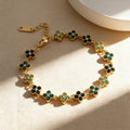 Stainless Steel Colorful Cubic Zirconia Flower Cover Bracelet Adjustable Four - Leaf Clover CZ Stone - Visuel 13 | SAMAG