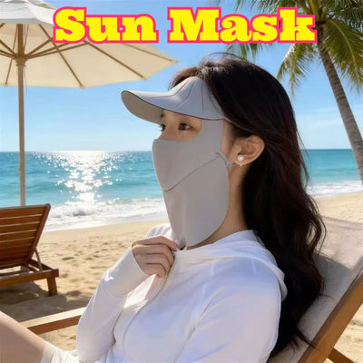 Sun Protection Integrated Face Mask Hat Ice Silk | SAMAG