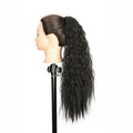 22Inch Synthetic Long Kinky Curly Ponytail Hair Extension Drawstring Wrapped Clip in Hair Black Hairpiecefor Women
