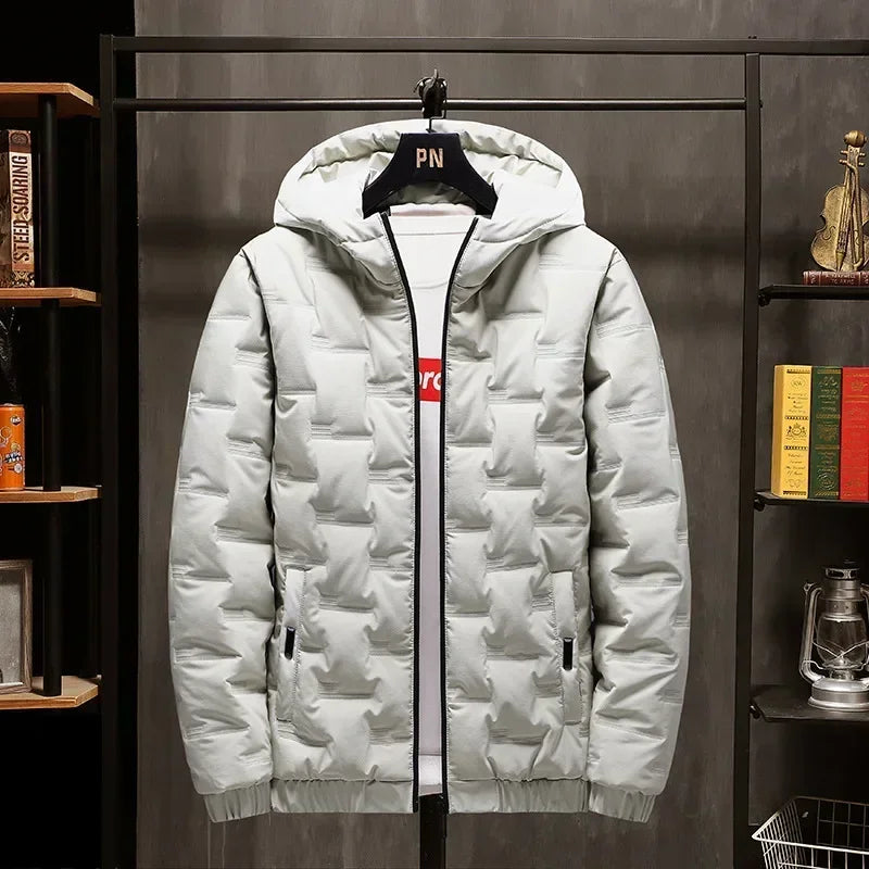 2026 Men's Thicked Down Cotton Jacket New Autumn Winter Warm Hooded Parkas Men Casual Zip Cotton-padded Coat Windproof Outerwear