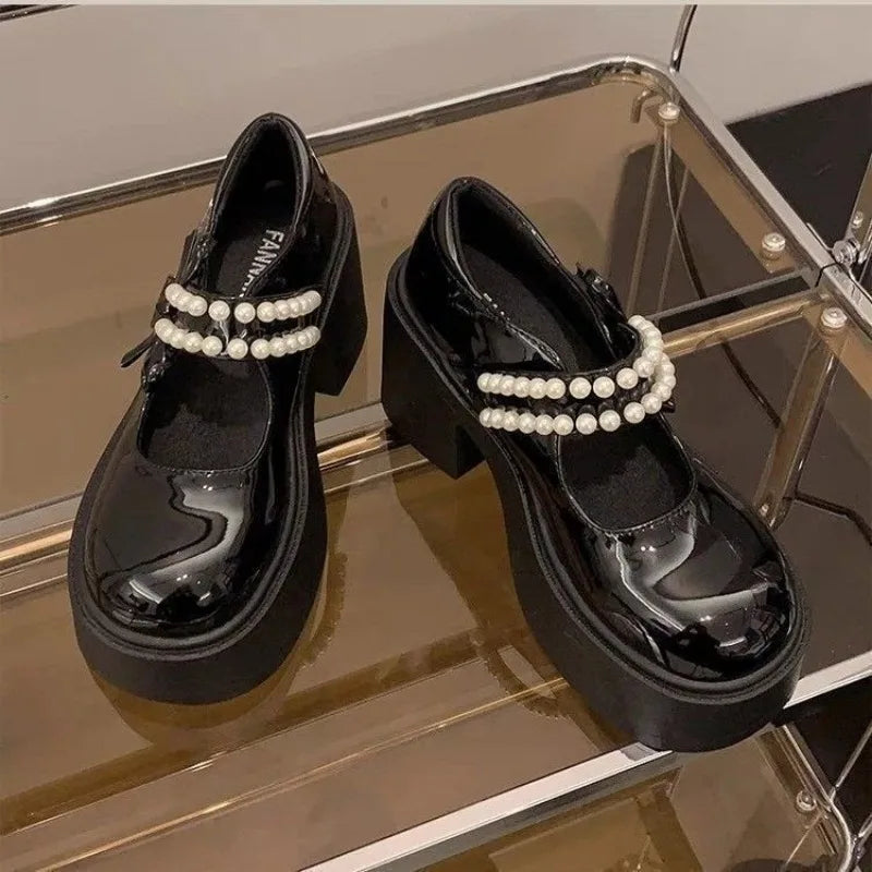 Bows Thick-soled High-heeled Women's Shoes - 2026 Spring/summer New Style - Short-legged Single Shoes