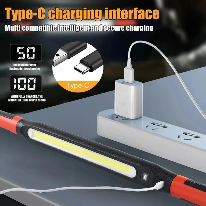 Super Bright Magnetic Work Light Built-in 5200mAh Rechargeable Battery Underhood Work Lamp Bar For Car Repair Outdoor Lighting