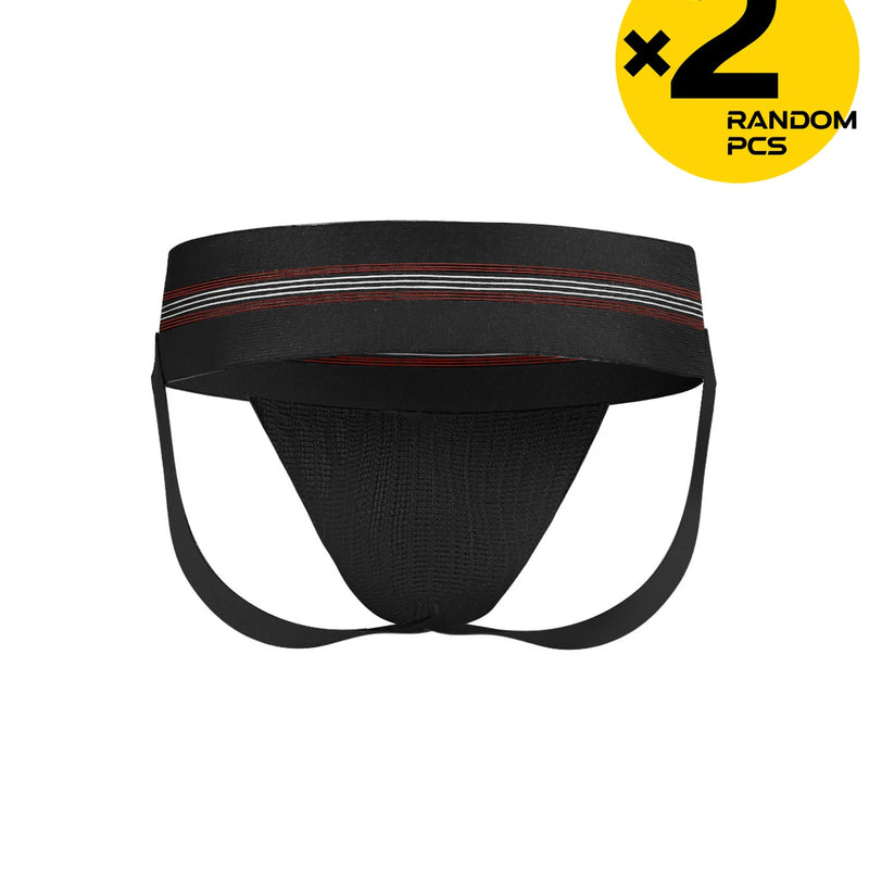 Men's Shaping Sport Briefs High Waist Thick Belt Solid Color Youth Trendy Short Triangle Underwear 2pc Random Pack