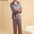 Fimtairah Real 19MM 100% Mulberry Silk Pajamas Men's Autumn  Hangzhou Solid Color heavy Silk Home Wear Men's
