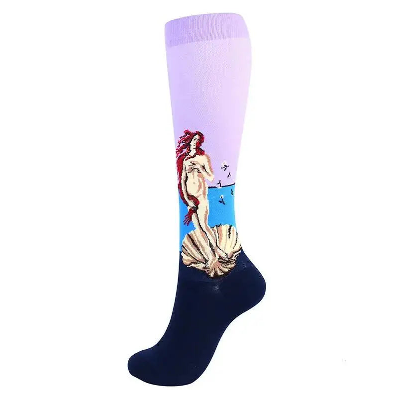 Oil Painting Compression Socks Men Women Mona Lisa Sky | SAMAG