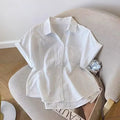 Blue  Ne ort Sve irt Women's Loose Sle Summer New Faion Breathable Comfortable Korean Version Small Size Top