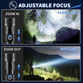 High Power Strong Light Long Range LED Flashlight USB Rechargeable Defense Flashlight Outdoor Telescopic Zoom Super Bright Torch