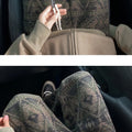 Wide leg pants Men's Vintage Geometric Knitted jacquard pants Casual Straight  Pants Ethnic Tribal Style Winter Trousers man