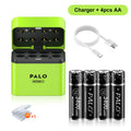 PALO 3400mWh Li-ion 1.5V AA and AAA Rechargeable Batteries with 8-channel magnetic flip charger for 1.5V 2A 3A Lithium Batteries