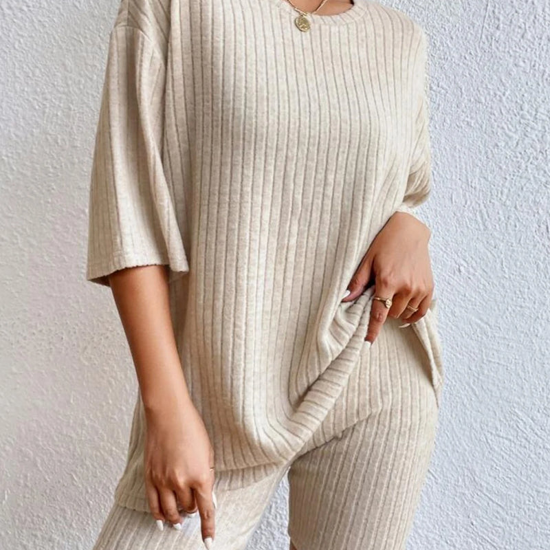 Spring Summer Short Sleeve T Shirt Short Pants Two Piece Set Women Casual Loose O Neck Top High Waist Tracksuit Female Outfits