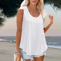 Plus Size Curved Hem Tank Top, Casual Crew Neck Sleeveless Tank Top For Summer, Women's Plus Size Clothing