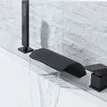Waterfall split bath faucet Hot and cold Water flow three-hole three-piece bathtub handle shower set faucet Diverter  Black
