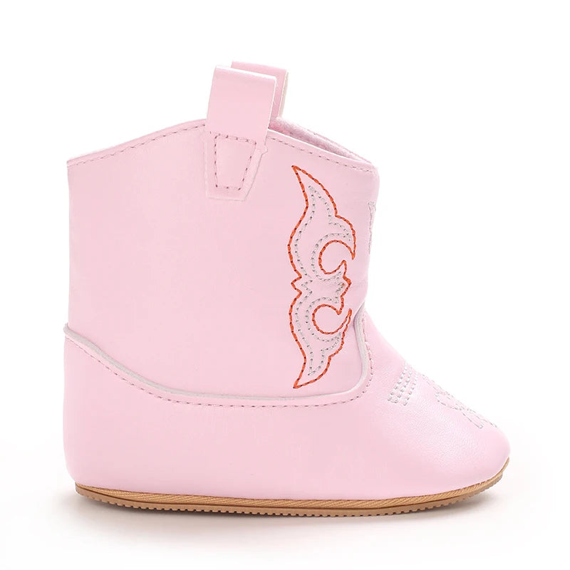 Boys and Girls Baby Boots Soft Bottom Non-slip Baby Foreign-style Western Cowboy Leather Boots Baby Shoes