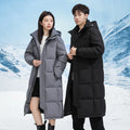 Casual Men's Long-Length Hooded Down Jackets Winter Windproof Warm Top Puffer Coats Outdoor Solid Thicken Padded Parkas Clothing
